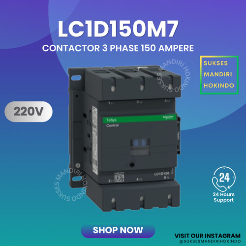 [EZM.1110320] Kontaktor 3P 150A 3 Phase 150 Ampere Schneider LC1D150M7 220V ORI SNI