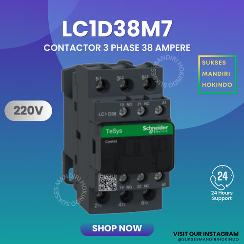 [EZM.1110327] Kontaktor 3 Phase 38 Ampere 3P 38A LC1D38M7 Contactor 3Kutub Schneider