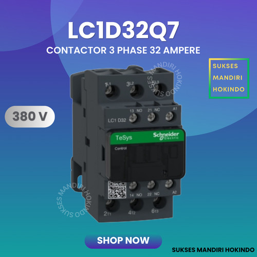[EZM.1110340] Kontaktor 3 Phase 32 Ampere 3P 32A 380 V LC1D32Q7 Schneider ORI SNI