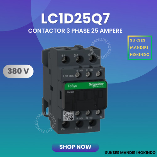 [EZM.1110341] Kontaktor 3 Phase 25 Ampere 3 Pas 25 Amper 380V LC1D25Q7 Schneider ORI