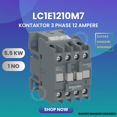 [EZM.1110366] Contactor TVS 3 Phase 12 Ampere 1NO 5,5kW Schneider LC1E1210M7 ORI SNI