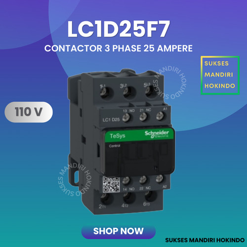 [EZM.1110424] Kontaktor 3P 25A 3 Phase 25 Ampere 110Volt Schneider LC1D25F7 ORI SNI