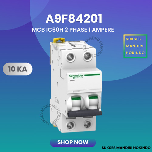 [EZM.1110483] MCB 2P 1A 2 Phase 1 Ampere IC60H 10kA Schneider ORI SNI 2 Pole 1A