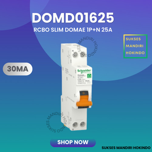 [EZM.1110500] RCBO SLIM DOMAE 1P + N 25A 30mA Schneider Original SNI 25 Ampere NEW
