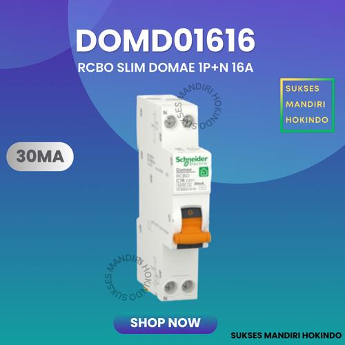 [EZM.1110502] RCBO SLIM DOMAE 1P + N 16A 30mA Schneider Original SNI 16 Ampere NEW