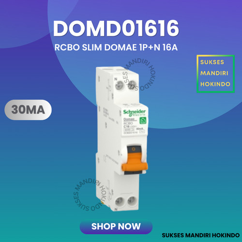 [EZM.1110502] RCBO SLIM DOMAE 1P + N 16A 30mA Schneider Original SNI 16 Ampere NEW
