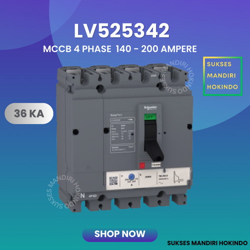 [EZM.1110558] MCCB 4P 200A TM200D Breaker CVS250F 36kA Schneider ORI SNI LV525342
