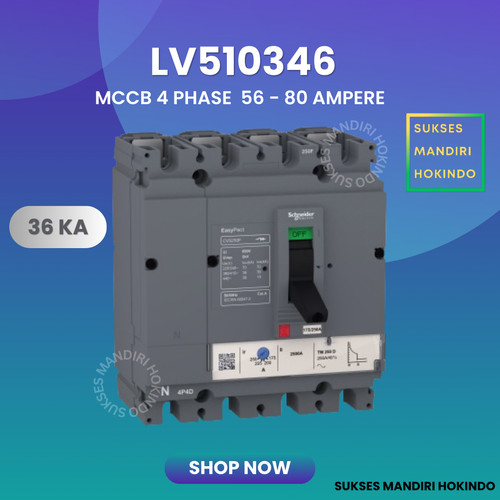 [EZM.1110561] Breaker 4 Phase 80 Ampere CVS100F 36kA Schneider Original SNI LV510346