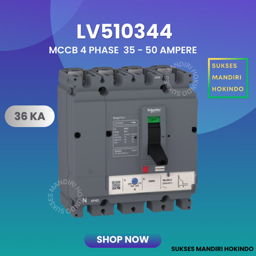 [EZM.1110563] MCCB 4P 50A TM50D Breaker CVS100F 36kA Schneider Original SNI LV510344