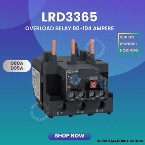 [EZM.1110575] LRD3365 Schneider 80A - 104A Thermal Overload Relay LRD 3365 ORI SNI