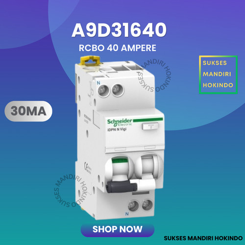 [EZM.1110638] RCBO 1P+N 40A 1Phase 40Ampere 30mA iDPN Vigi Acti 9 Schneider A9D31640