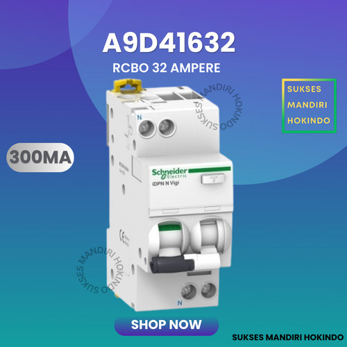 [EZM.1110646] RCBO 1P 32A 32 Ampere 300mA iDPN N Vigi Acti 9 Schneider A9D41632 ORI