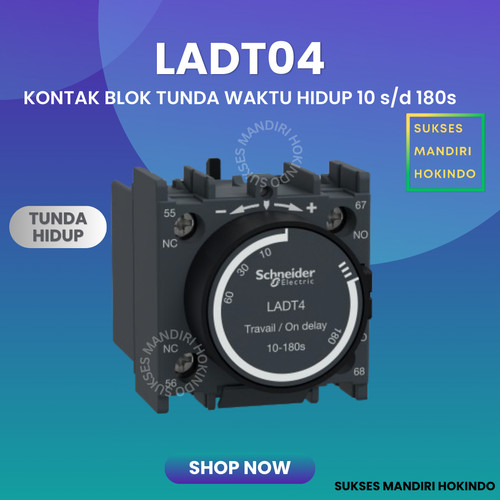 [EZM.1110714] Time On Delay Blok LADT4 Schneider Kontak Tunda Waktu Auxiliary ORI