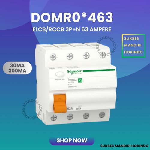 [EZM.1110742] ELCB 4P 63A 4 Phase 63 Ampere 30mA 300mA RCCB Domae Schneider ORI SNI