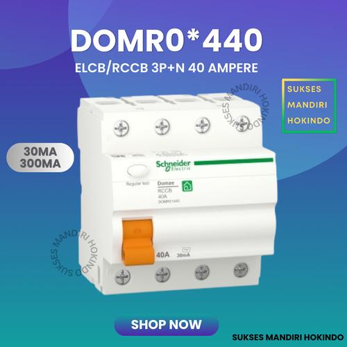 [EZM.1110743] ELCB 4P 40A 2 Phase 40 Ampere 30mA 300mA RCCB Domae Schneider ORI SNI