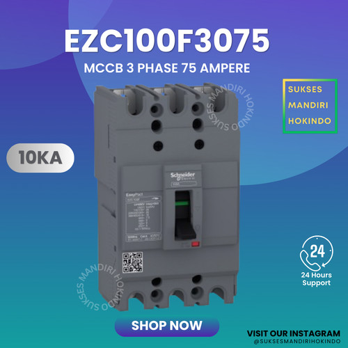 [EZM.1110846] MCCB 3 Phase 75 Ampere 3p 75a Original SNI Schneider EasyPact EZC100F