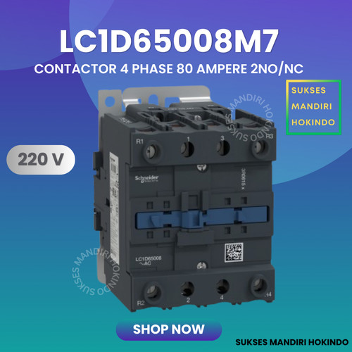 [EZM.1110863] Kontaktor 4P 80A 4 Phase 80 Ampere LC1D65008M7 4Pole Schneider ORI SNI