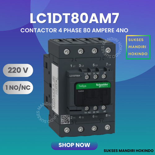 [EZM.1110865] Kontaktor 4P 80A 4 Phase 80 Ampere LC1DT80AM7 4Pole Schneider ORI SNI