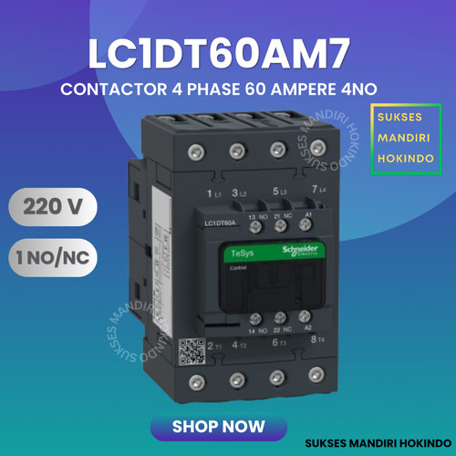 [EZM.1110866] Kontaktor 4P 60A 4 Phase 60 Ampere LC1DT60AM7 4Pole Schneider ORI SNI