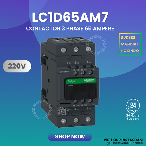[EZM.1110871] Kontaktor 3P 80A 3 Phase 80 Ampere LC1D65AM7 SNI Contactor Schneider