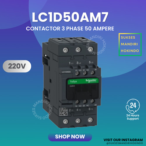 [EZM.1110872] Kontaktor 3P 80A 3 Phase 80 Ampere LC1D50AM7 SNI Contactor Schneider
