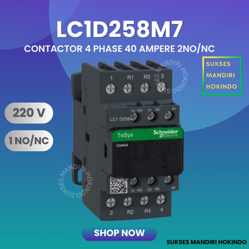 [EZM.1110891] Kontaktor 4P 40A 4 Phase 40 Ampere LC1D258M7 Contactor 4Pole Schneider