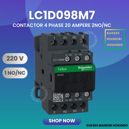 [EZM.1110897] Kontaktor 4P 20A 4 Phase 20 Ampere LC1D098M7 Contactor 4Pole Schneider