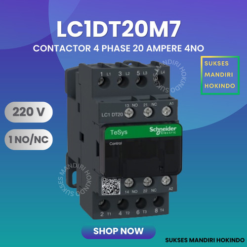 [EZM.1110898] Kontaktor 4P 20A 4 Phase 20 Ampere LC1DT20M7 Contactor 4Pole Schneider