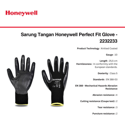 [EZO.4500054] Sarung Tangan Sepeda Motor Safety Honeywell Perfect Fit Glove -2232233