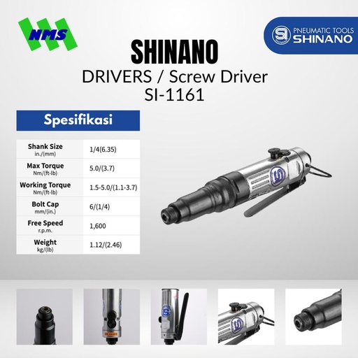 [EZM.1040298] AIR SCREWDRIVER Shinano SI-1161 Obeng Angin Pneumatic