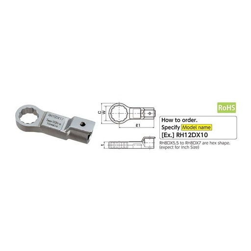 [EZM.1040299] Kepala Kunci Ring Pas Tohnichi RH22D Interchangeable Head CL CEM CSP CDB ukuran 22D 19mm - 46mm