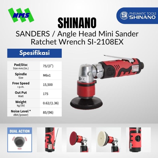 [EZM.1040300] MINI SANDER Shinano SI-2108EX Angle Head 3" Mesin Amplas Angin