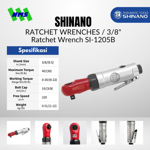 [EZM.1040301] RATCHET WRENCH Shinano SI-1205B Kunci Ratchet Angin 3/8" 40Nm