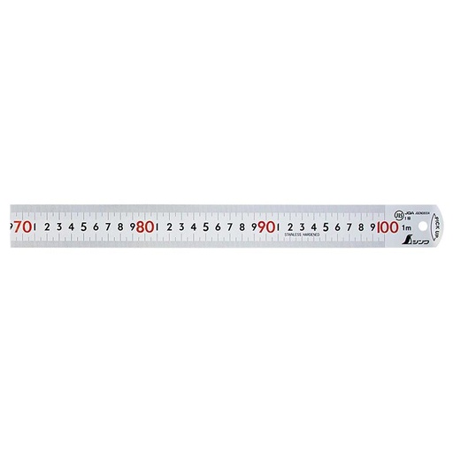 [EZM.1040326] Penggaris Besi Shinwa 13140 / Pickup Scale with Red Numbers JIS 100cm 1 Meter
