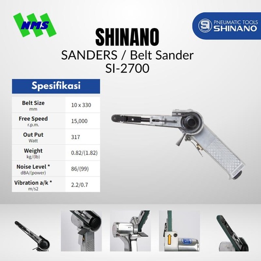 [EZM.1040353] Mesin Amplas Angin Shinano SI-2700 Air Belt Sander 10mm x 330mm 15000 rpm
