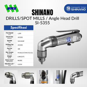 [EZM.1040355] Mesin Bor Angin Shinano SI-5355 3/8" Angle Head Air Drill Chuck 10mm Speed 1200 rpm