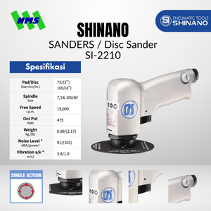 [EZM.1040358] Mesin Amplas Angin 3 Inci Shinano SI-2210 3" Single Action Air Disc Sander Dual Mode 3" / 4" (adapter dijual terpisah)