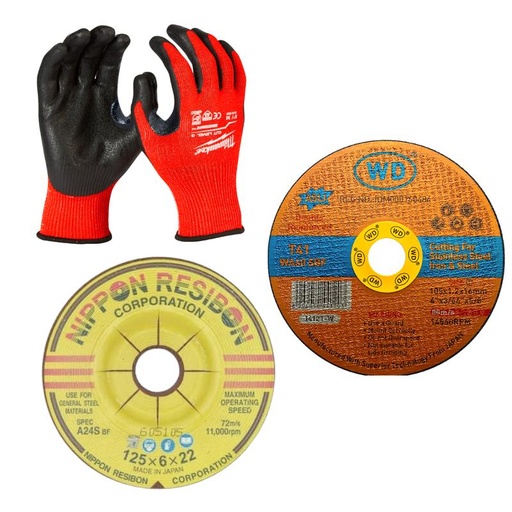 [EZM.1040380] Starter Kit Grinder - Milwaukee Safety Gloves Grinding Cutting Wheel - Sarung Tangan Batu Potong Batu Gerinda Gurinda