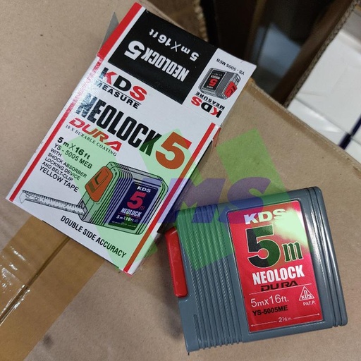[EZM.1040393] Meteran 5 Meter KDS NEOLOCK DURA Measuring Tape Japan 5 M Original Japan 5M Grey Box Abu