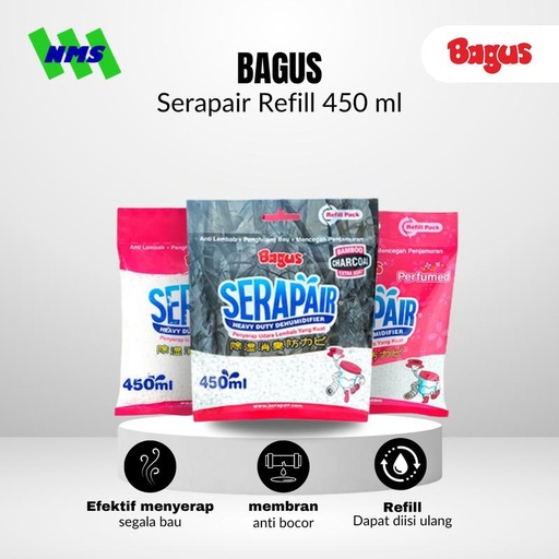 [EZM.1040394] Bagus Serap Air Refill 450 ml Isi Ulang Charcoal Extra Fresh Non Perfumed Hitam Biru Putih 450ml