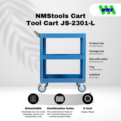 [EZM.1040417] Troli Bengkel Besar Tool Cart NMStools CART JS-2301-L Blue - Box Kunci Dorong Susun Trolli Troly