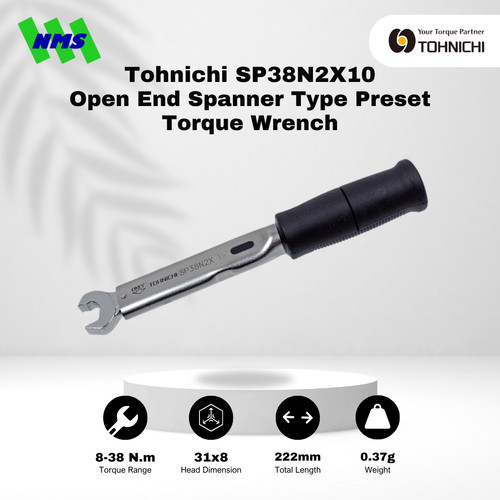 [EZM.1040459] Tohnichi Preset Spanner Head Torque Wrench SP38N2x10 8 - 38Nm