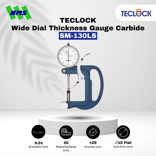 [EZM.1040468] Alat Ukur Ketebalan TECLOCK SM-130LS Wide Dial Thickness Gauge 50mm