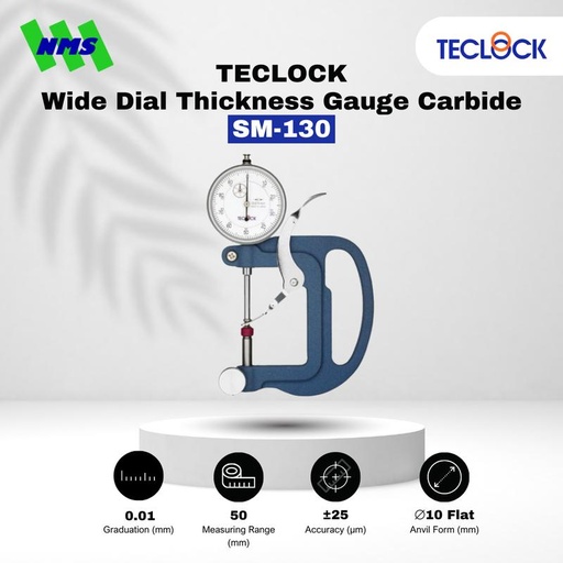 [EZM.1040469] Alat Ukur Ketebalan TECLOCK SM-130 Wide Dial Thickness Gauge 50mm