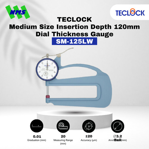 [EZM.1040470] TECLOCK SM-125LW Dial Thickness Gauge 20mm with  Insertion Depth 200mm