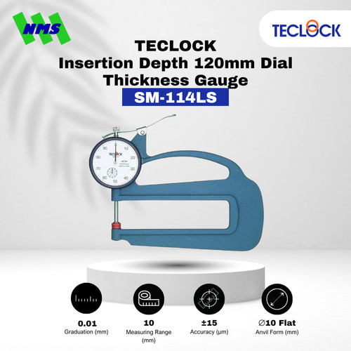 [EZM.1040477] TECLOCK SM-114LS Dial Thickness Gauge 10mm with Insertion Depth 120mm