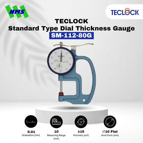 [EZM.1040484] Alat Ukur Ketebalan TECLOCK SM-112-80G Dial Thickness Gauge 10mm 0.8N