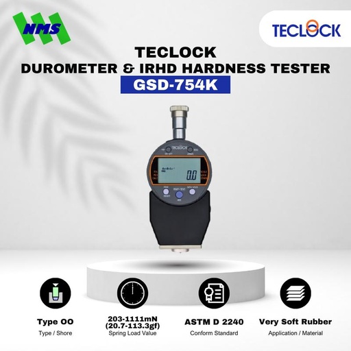 [EZM.1040497] TECLOCK GSD-754K Durometer Hardness Tester 1111mN Shore OO Digital