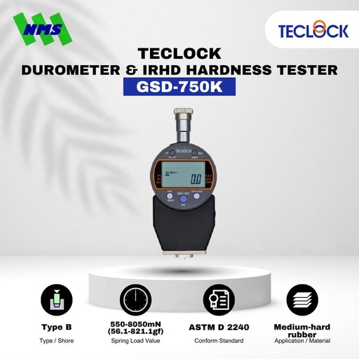 [EZM.1040501] TECLOCK GSD-750K Durometer Hardness Tester 8050mN Shore B Digital