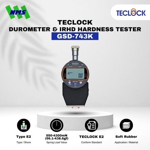 [EZM.1040503] TECLOCK GSD-743K Durometer Hardness Tester 4300mN Shore E2 Digital